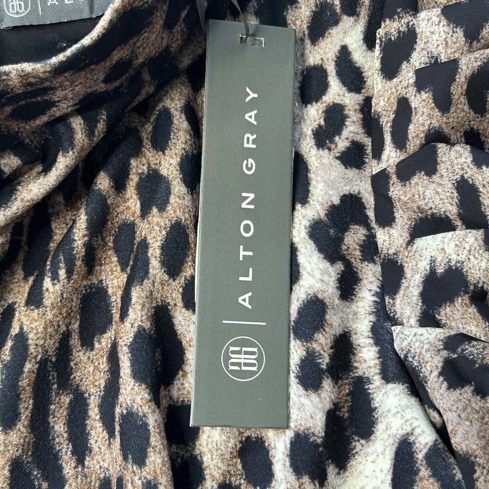 Alton Gray Women’s Size 0 Leopard Print Puff Sleeve Midi Dress - Picture 6 of 10